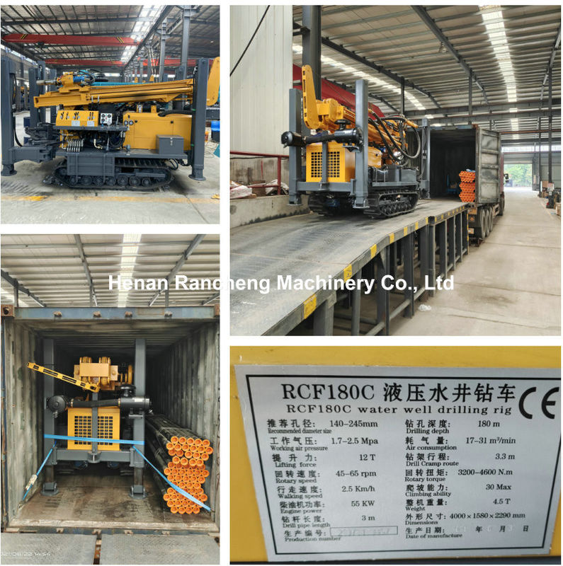 180m Deep Rock RCF180C Crawler Moving Multi-Functional Water Well Drilling Rig In stock