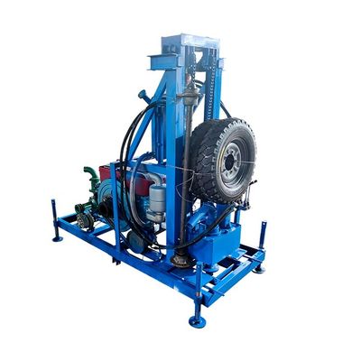 Piattaforma di perforazione per pozzi portatile da 150 m di profondità, motore diesel da 22 Hp / 16,2 Kw, tipo a percussione e rotazione
